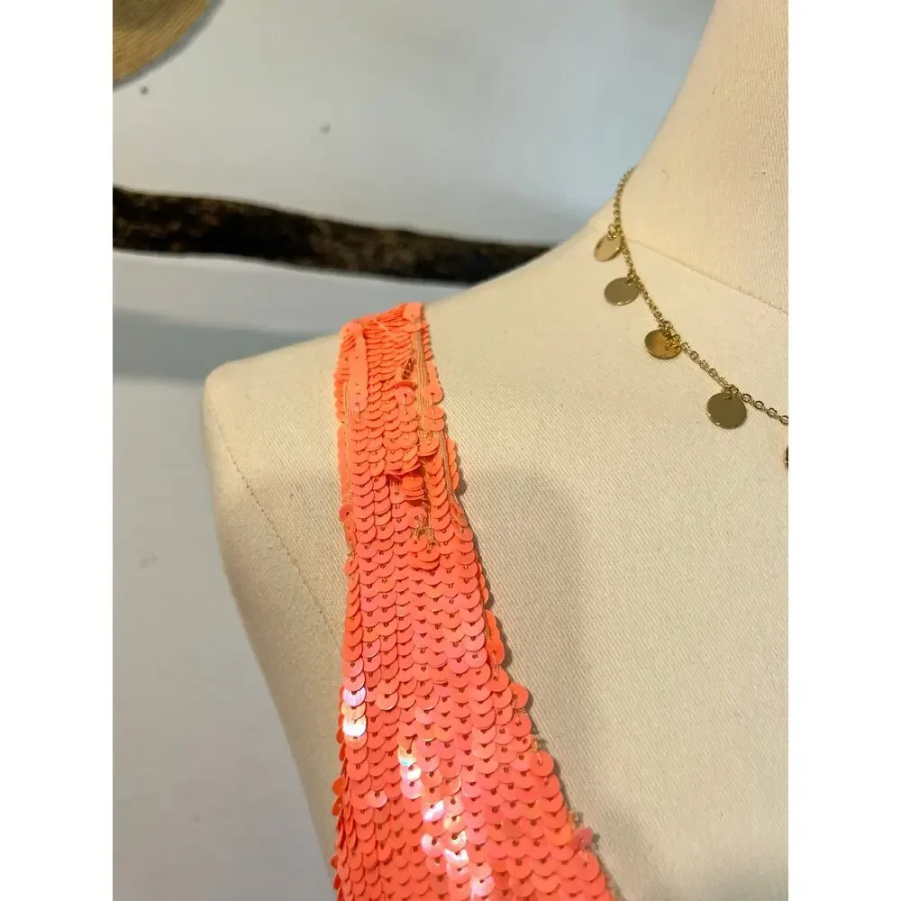 Joe's Jeans Pink Mermaid Slouchy Sequin Beaded Tank Top Size Medium Some Wear